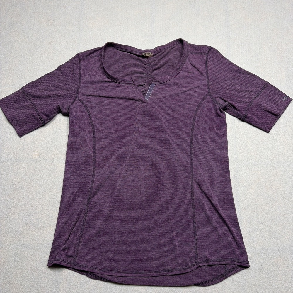 Marmot Top Womens Small V Neck Purple Lightweight Workout Gym Short Sleeve